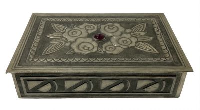 Art Deco Hand Tooled Pewter Box