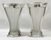 Art Deco Silver Overlay Frosted Glass Vases