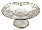Art Deco Silver Overlay Pedestal Dish