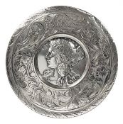 Art Nouveau Alphonse Mucha Style Silver Cameo & Frame 