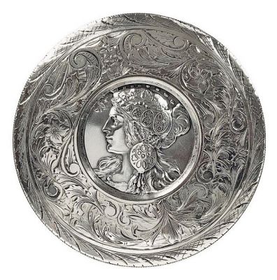 Art Nouveau Alphonse Mucha Style Silver Cameo & Frame 