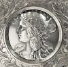 Art Nouveau Alphonse Mucha Style Silver Cameo & Frame 
