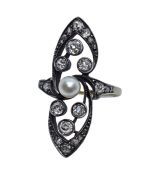 Belle Époque Vintage Pearl and Diamond Ring