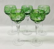 Bohemian Coloured Crystal Hock Wine Glasses