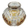 Bohemian Crystal Vase, Amber Cut To Clear Vase