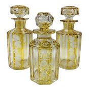 Bohemian Crystal, Amber Cut To Clear Scent / Perfume Bottles