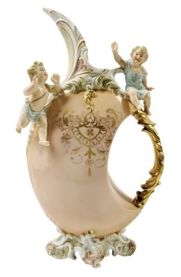 Continental Porcelain Ewer With Putti