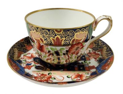 Copeland Imari Fence Pattern D 794 Teacup & Saucer, Dated 1876