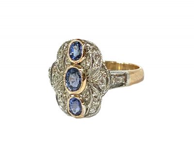 Edwardian Style 3 Sapphire and Diamond Ring