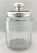 Edwardian Sterling Silver & Cut Glass Covered Jar