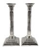 English Sterling Silver Corinthian Column Candlesticks