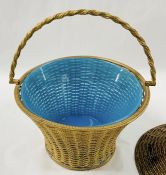 French Opaline Glass Basket In Blue