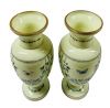 French Opaline Glass Vases Enamelled With Butterflies & Flowers 