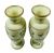French Opaline Glass Vases Enamelled With Butterflies & Flowers 