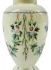 French Opaline Glass Vases Enamelled With Butterflies & Flowers 