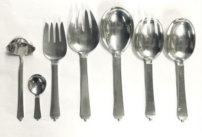 Georg Jensen Sterling Silver Pyramid Pattern Serving Pieces
