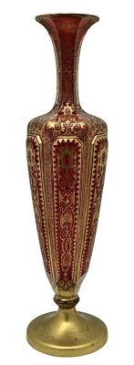 Gilded Cranberry Glass Vase
