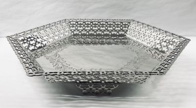 Hexagonal Silver Plate Gallery Tray