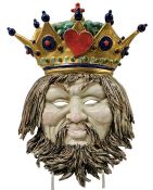 King of Hearts Ceramic Mask, Giovanni Danti Florence Italy