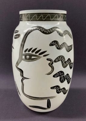Kosta Boda Hand Painted Art Glass Vase by Ulrica Hydman-Vallien