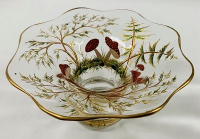 Lobmeyr Enamelled Mushroom Pattern Vase