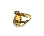 Modern Citrine and Diamond Ring