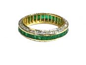 Modern Emerald and Diamond Eternity Band
