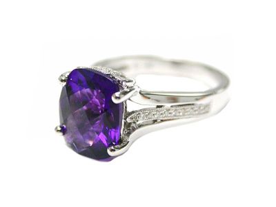Modern Amethyst and Diamond Ring