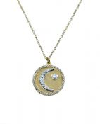 Modern Crescent and Star Diamond Pendant
