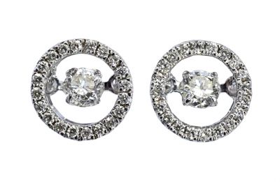 Modern Diamond Circular Stud Earrings