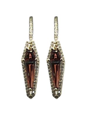 Modern Garnet and Diamond Drop Earrings