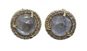 Modern Labradorite And Diamond Earrings