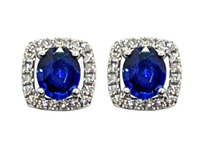 Modern Sapphire and Diamond Earrings