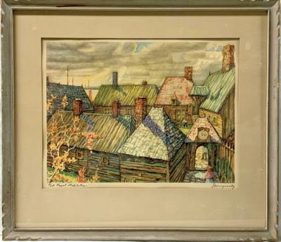 Nicholas Hornyansky Coloured Print of Port Royal Habitation