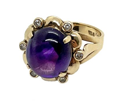 Retro Amethyst and Diamond Ring