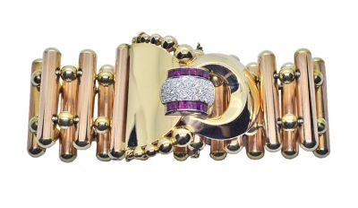Retro Ruby and Diamond Bracelet