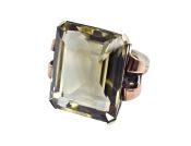 Retro Smoky Quartz Solitaire Ring