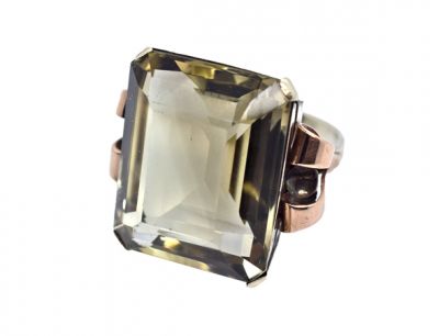 Retro Smoky Quartz Solitaire Ring