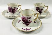 Royal Copenhagen Purple Flowers Coffee Cans & Saucers
