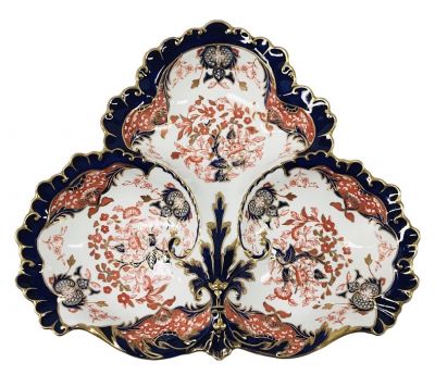 Royal Crown Derby Kings Pattern #383 Trefoil Dish Dated 1909