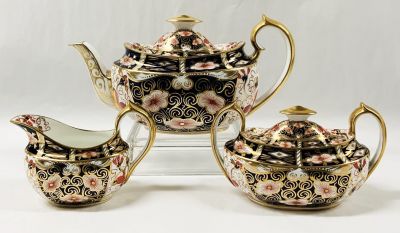 Royal Crown Derby Traditional Imari / Pattern 2451 Three Piece Tea Set