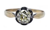 Russian Antique 0.97ct Diamond Solitaire 14kt Engagement Ring