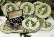 Salins-Les-Bains Majolica Asparagus Plates 
