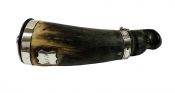 Scottish Rams Horn Snuff Mull With Figural Carving, Dated 1870