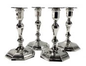 Set of 4 English Sterling Silver Candlesticks Dated 1904/05 With Brown Family Crest