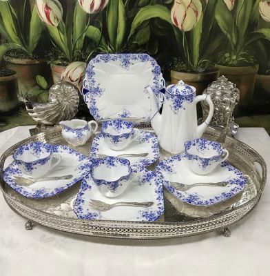 Shelley Dainty Blue Snack Sets