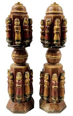 South Asian Mandir Temple Columns, Property of a Former Butler Of J. Paul Getty