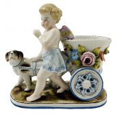 Springer & Co. Porcelain Figural Group With Cherub, Dog & Cart