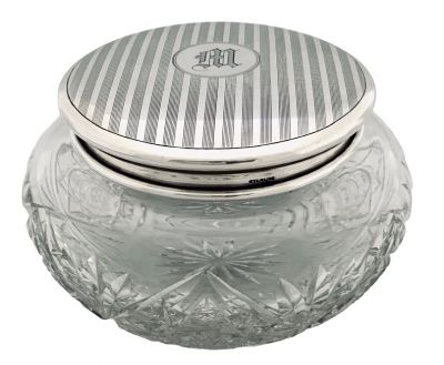 Sterling Silver & Cut Crystal Dresser Jar