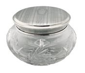 Sterling Silver & Cut Crystal Dresser Jar